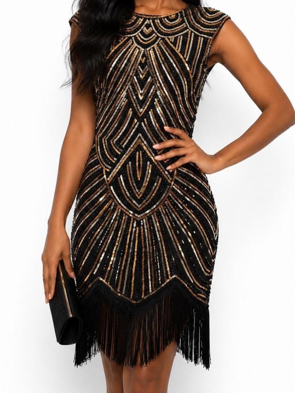 NWT Babeyond Black and Gold Formal Dress